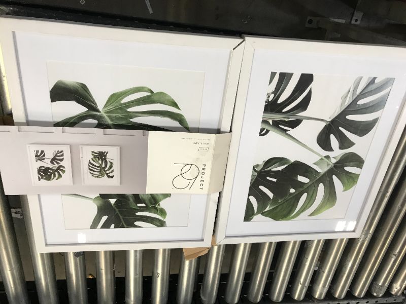 Photo 2 of (Set of 2) 16" x 20" Tropical Leaves Framed Wall Art White/Green - Project 62