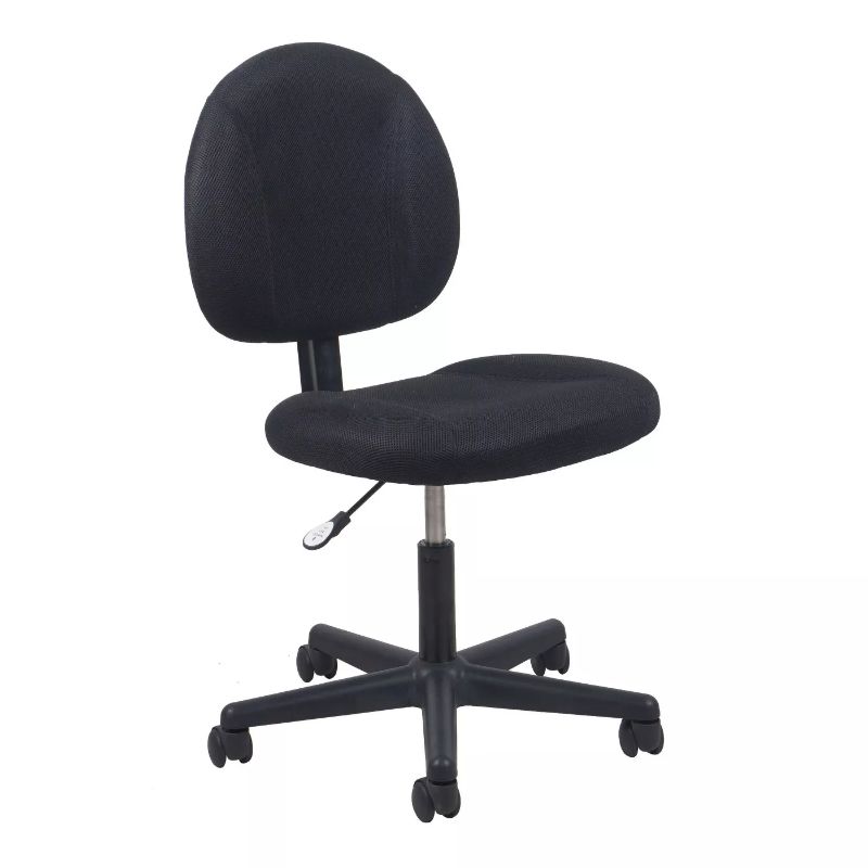 Photo 1 of Basic Upholstered Adjustable Office Chair with Wheels Black