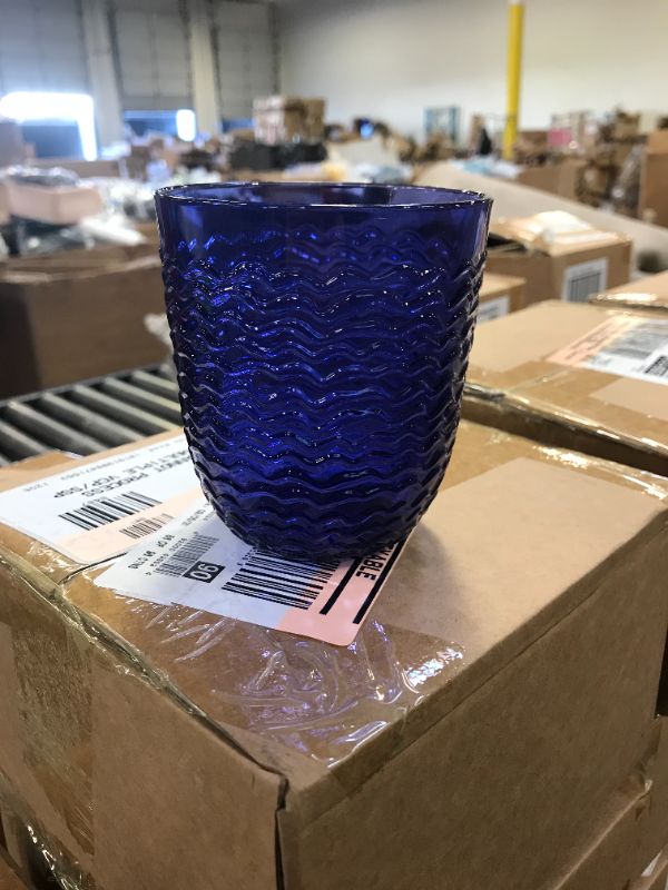 Photo 1 of 3 pack of 13oz Plastic Wave Texture Short Tumbler Dark Blue - Opalhouse 12 cups total