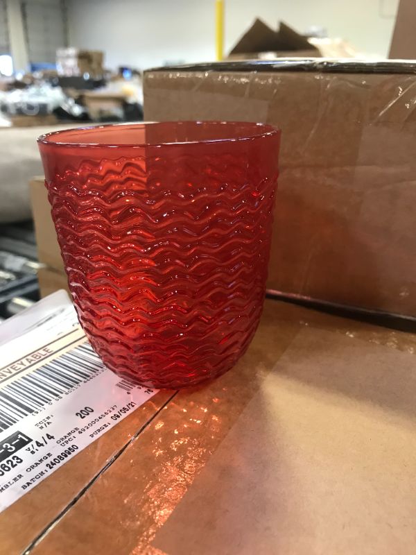 Photo 1 of 3 pack of 13oz Plastic Wave Texture Short Tumbler Orange - Opalhouse 12 cups total