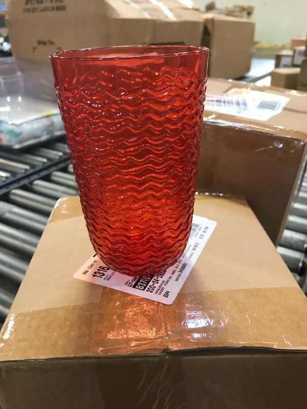 Photo 1 of 3 pack of 19oz Plastic Wave Texture Tall Tumbler Orange - Opalhouse 12 cups total