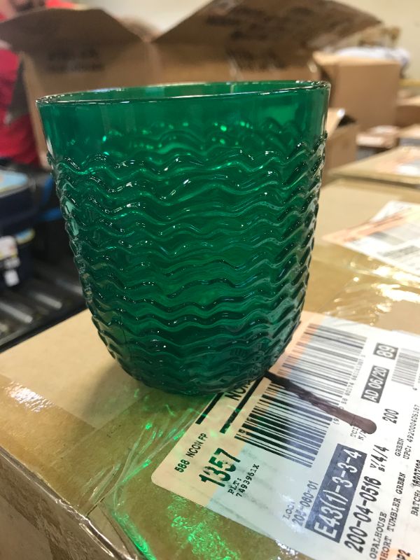 Photo 1 of 3 pack of 13oz Plastic Wave Texture Short Tumbler Green - Opalhouse 12 cups total