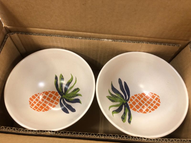 Photo 1 of 2pack of 22.5oz Melamine and Bamboo Pineapple Cereal Bowl - Opalhouse