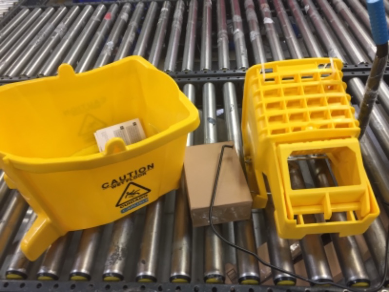 Photo 1 of 3690804 - Commercial Mop Bucket with Side-Press Wringer 2 (missing hardware, major damages to packaging)