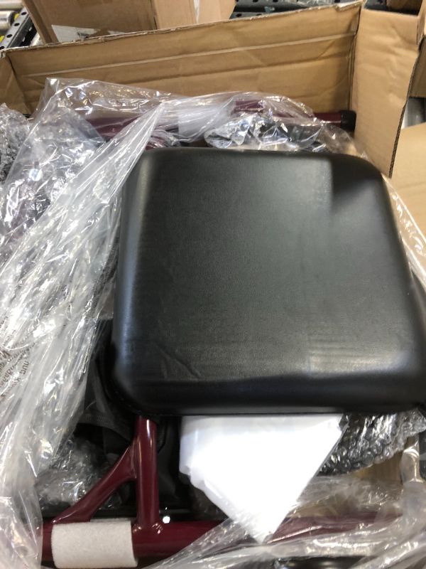 Photo 1 of Medline Steel Rollator Walker Burgundy 350 lbs Capacity (MAJOR DAMAGES TO BOX)