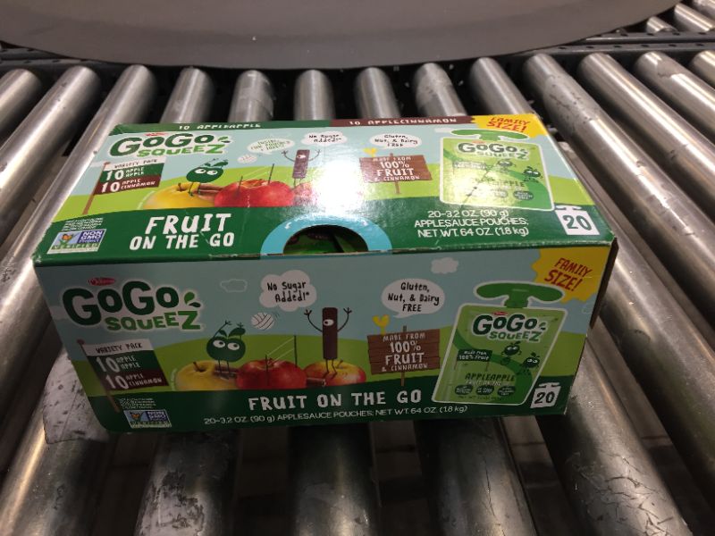 Photo 2 of (EXP 11/30/21) GoGo squeeZ Fruit on the Go Variety Pack, Apple Apple & Apple Cinnamon, 3.2 oz. (20 Pouches) - Tasty Kids Applesauce Snacks - Gluten Free Snacks for Kids - Nut & Dairy Free - Vegan Snacks

