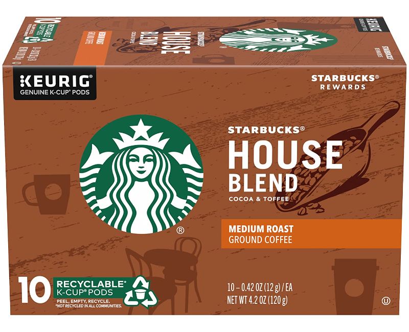 Photo 1 of (EXP 08/29/2021) Starbucks House Blend Coffee K-Cup Pods, Medium Roast Ground Coffee K-Cups for Keurig Brewing System, 100% Arabica Coffee, 10 CT K-Cups/Box (Pack of 6 Boxes)
