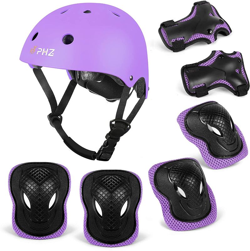 Photo 1 of PHZ. Kids Bike Helmet Toddler Helmet 3-14 Years Sport Protective Gear Set Knee Pads Elbow Pads Wrist Guards Boy Girl Adjustable Child Cycling Helmet
