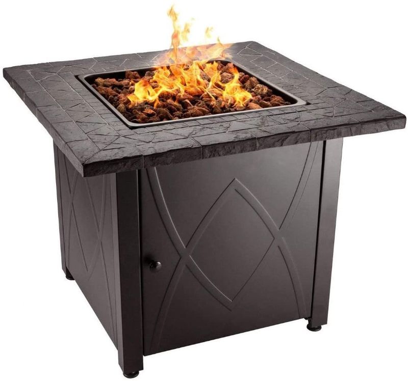 Photo 1 of Endless Summer 30 inch Outdoor Gas Lava Rock Patio Fire Pit, Brown
