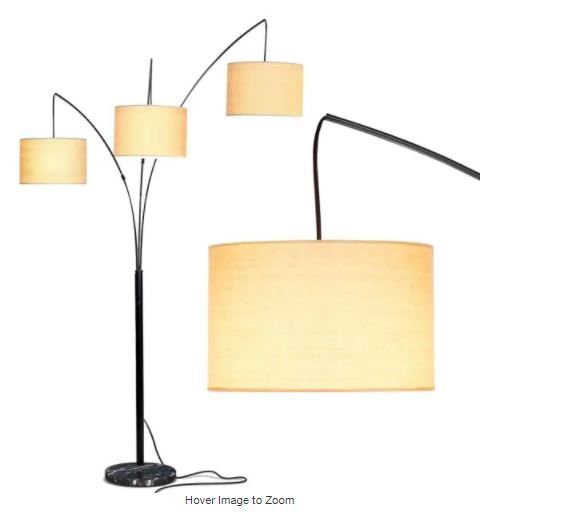 Photo 1 of Trilage 84 in. Black LED Arc Floor Lamp with Marble Base
