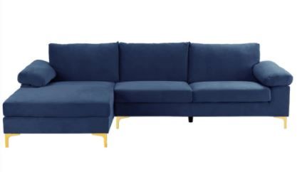 Photo 1 of AMANDA MODERN VELVET LARGE SECTIONAL SOFA WITH GOLD LEGS
