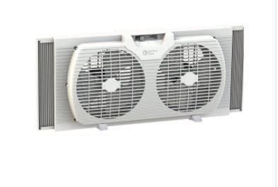 Photo 1 of Comfort Zone 9" Twin Window Fan with Reversible Airflow Control, White

