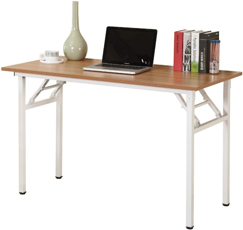 Photo 1 of DlandHome 47 inches Folding Table Computer Desk Portable ActivityTable Conference Table Home Office Desk, Fully Assembled Teak and White DND-ND5-120TW
