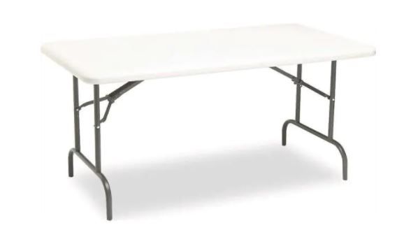 Photo 1 of 60 in. Platinum/Powder Coated Plastic Folding High Top Table
