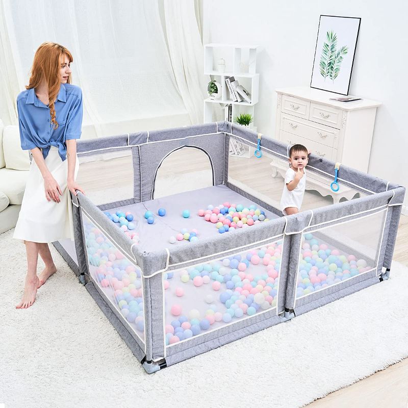 Photo 1 of Baby Playpen,Playpens for Babies, Extra Large Playpen for Toddlers,Kids Safety Play Center Yard with gate, Sturdy Safety Baby Fence Play Area for Babies, Toddler, Infants
