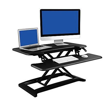 Photo 2 of FLEXISPOT Standing Desk Converter 28 Inches Stand up Desk Riser, Height Adjustable Home Office Desk with Deep Keyboard Tray for Laptop (M7B)
