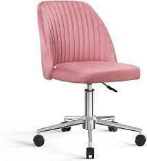 Photo 1 of Vanspace Home Office Desk Chair Velvet Task Chair Vanity Chair Computer Chair with Wheels Adjustable Mid-Back Twill Swivel Chair for Make-up Studying Room Living Room, DC05 Pink
