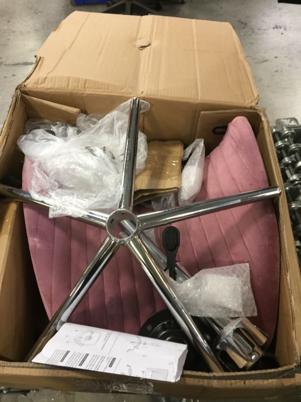 Photo 1 of Vanspace Home Office Desk Chair Velvet Task Chair Vanity Chair Computer Chair with Wheels Adjustable Mid-Back Twill Swivel Chair for Make-up Studying Room Living Room, DC05 Pink
