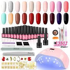 Photo 1 of 5 pack of Shelloloh Gel Polish Starter Kit with 36W LED Light 20 Colors Soak off Gel Polish Set Base and Top Coat Nail Art Decorations Manicure Tools Home Salon Kit