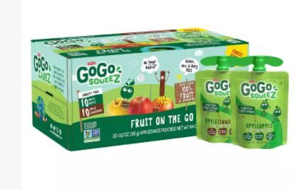 Photo 1 of 3 GoGo squeeZ Applesauce, Variety Apple/Cinnamon - 3.2oz/20ct  exp 11/30/21