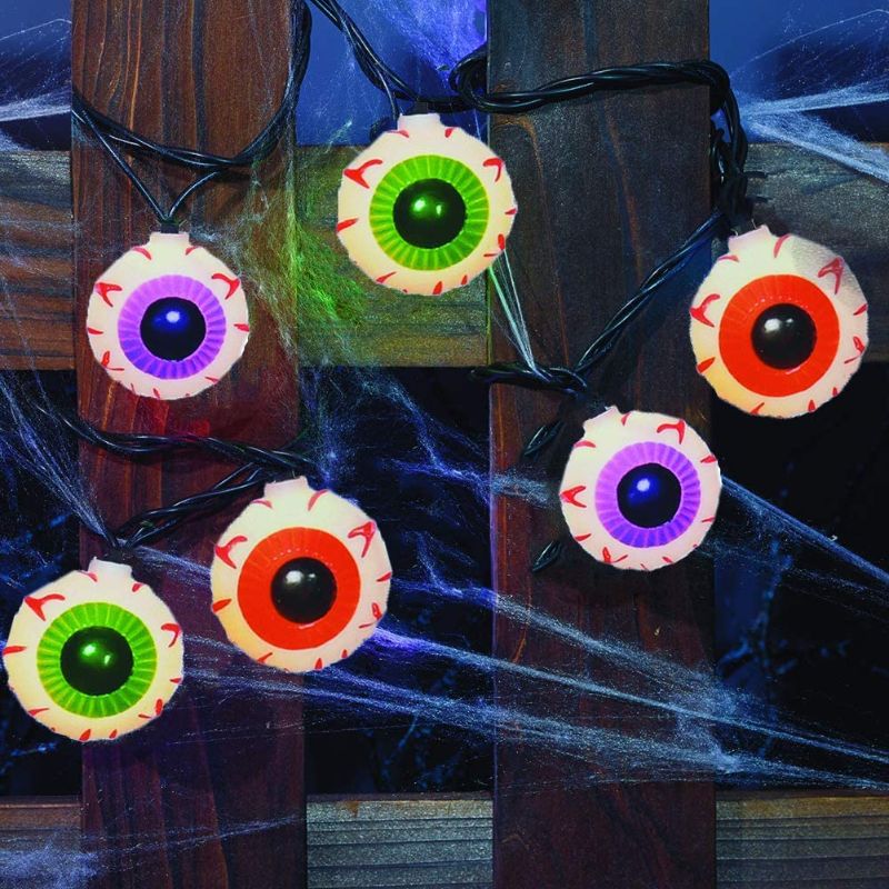 Photo 1 of GOOTHY Halloween Eyeball String Lights 8.5Ft Halloween Decorative String Lights with 10 Incandescent Multicolor Eyeball Lights for Party, Christmas, Carnival, Celebration Indoor/Outdoor Decor
