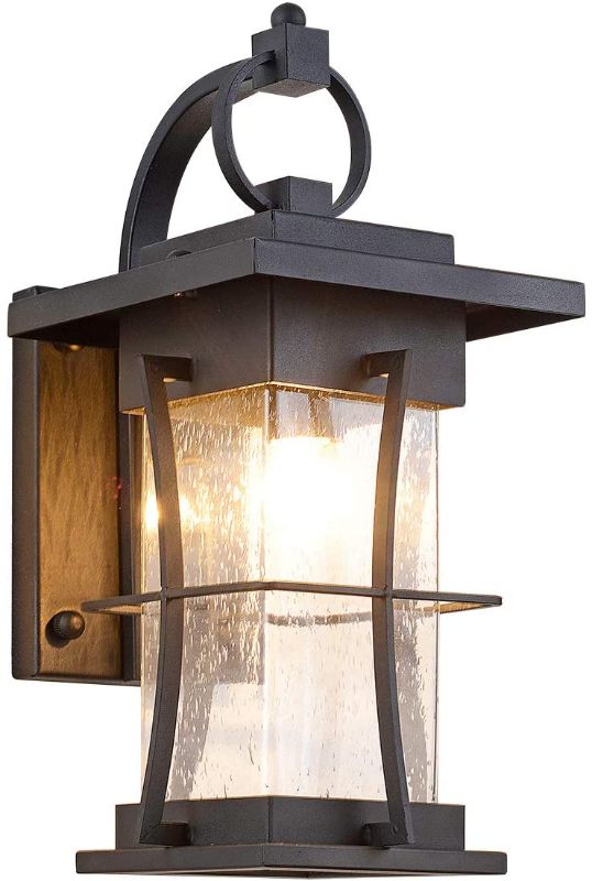 Photo 1 of EERU Waterproof Outdoor Wall Sconces Light Fixtures Exterior Wall Lanterns Outside House Lamps Black Metal with Clear Seeded Glass, Perfect for Exterior Porch Patio House
