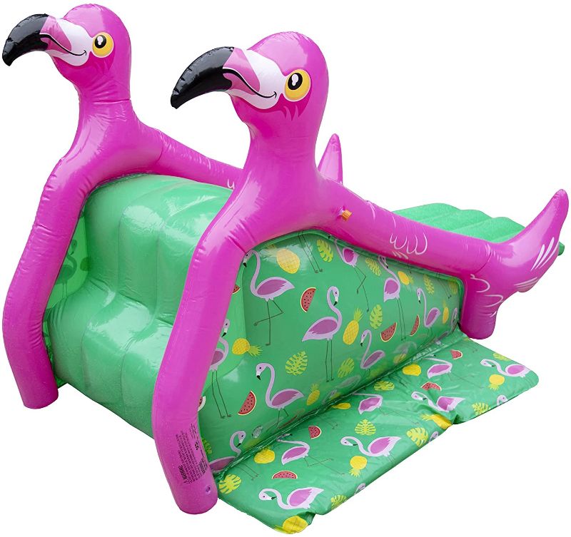 Photo 1 of Giant Inflatable Flamingo Pool Water Slide (98"x 51"x 51") w/ Built in Sprinklers - Have Waterslide Fun in Your Pool All Summer w/ Family - Easy to Inflate, Super Durable, for Kids and Adults
