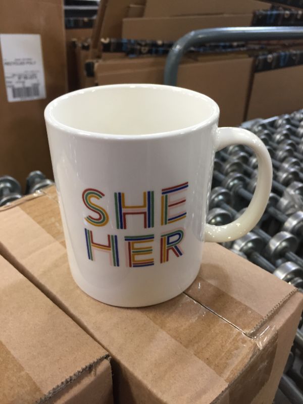 Photo 1 of 2 “SHE HER ” Pronouns Friendly Coffee Mug Tea Cup Room Essentials Stoneware
