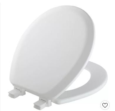 Photo 1 of Cameron Never Loosens Round Enameled Wood Toilet Seat with Easy Clean Hinge White - Mayfair by Bemis
