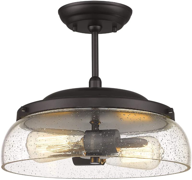 Photo 1 of Eapudun Semi Flush Mount Ceiling Light 2-Light Farmhouse Indoor Flush Ceiling Light in Oil Rubbed Bronze Finish with Clear Seeded Glass Shade, SMA1124-ORB
