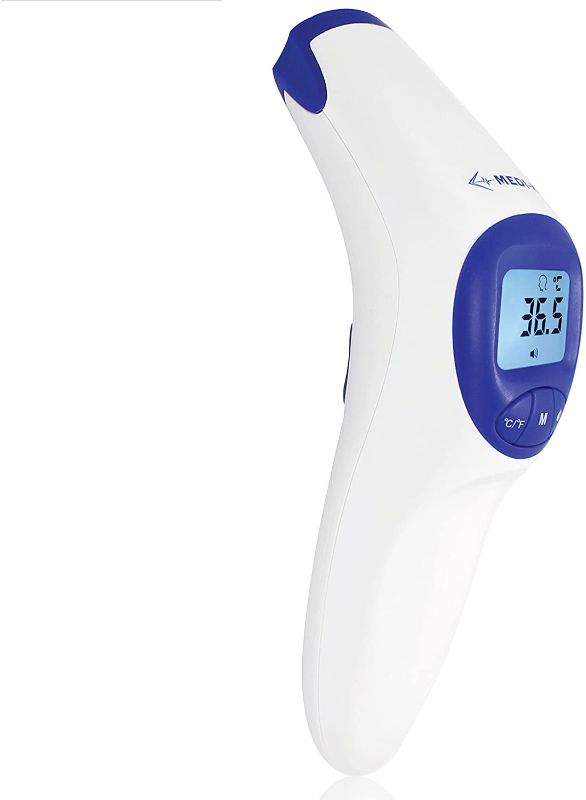 Photo 1 of 2PCK Medi-K Infrared Clinical Forehead Thermometer 3rd Generation Immediate Read Sensor Digital Fever Measurement Professional No Touch Readings for All Ages Liquid & Room Measure
