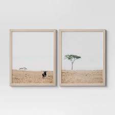 Photo 1 of (Set of 2) 16"x 20" African Landscape Framed Wall Art - Threshold
