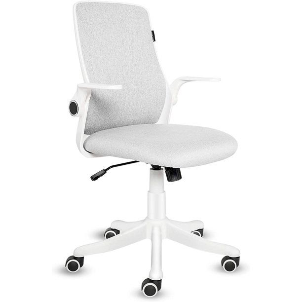 Photo 1 of ELECWISH Ergonomic Office Desk Chair Mid Back Office Computer Swivel Adjustable Rolling Task Chair Executive Chair with Flip up Armrests (Creamy White)
