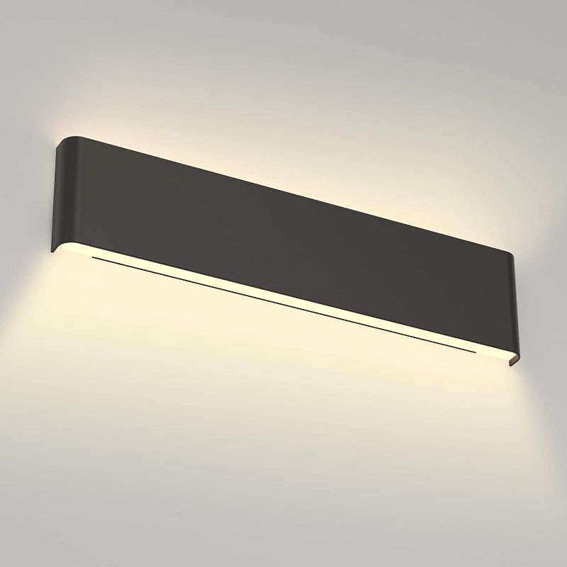 Photo 1 of Aipsun 20W/24in Rectangular LED Black Modern Wall Sconce Horizontal Up and Down Wall Mount Light for Indoor Vanity Bar Light Bedroom Living Room Bathroom Home Lighting Fixtures (Warm White 3000K)
