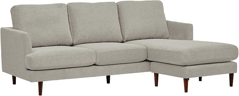 Photo 1 of Amazon Brand – Rivet Goodwin Modern Reversible Sectional Sofa Couch, 88.6"W, Light Grey
