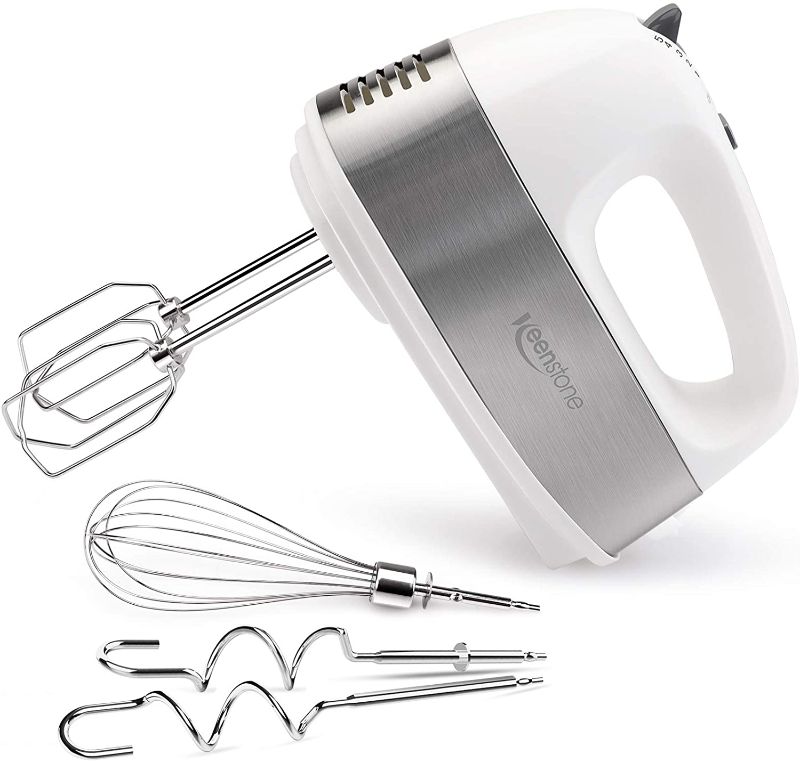 Photo 1 of Hand Mixer Electric, Keenstone 5 Speed Kitchen Handheld Hand Mixers with 5 Stainless Steel Accessories Use for Cream and Cake
