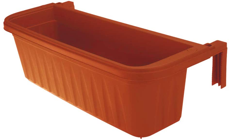 Photo 1 of Apollo Exports International AP-30218TC 24" Adjustable Railing Planter, Terra Cotta
