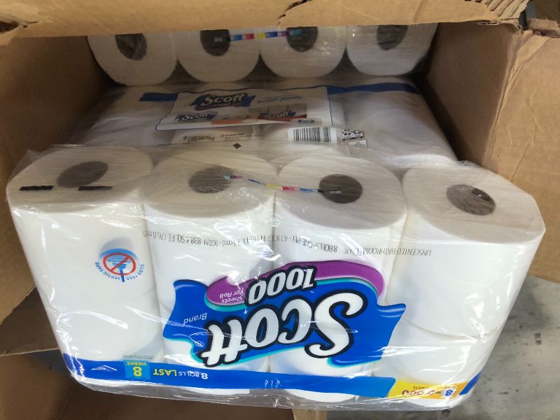 Photo 2 of Scott 1000 Sheets Per Roll Toilet Paper, 32 Rolls (4 Packs of 8), Bath Tissue
