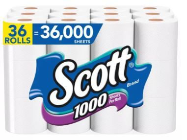 Photo 1 of Scott 1000 Sheets Per Roll Toilet Paper, 32 Rolls (4 Packs of 8), Bath Tissue