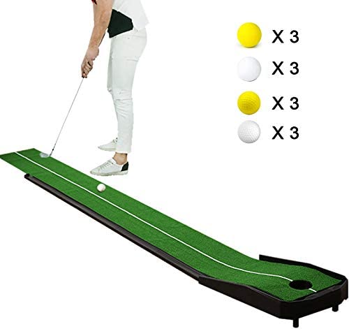 Photo 1 of Golf Putting Mat for Indoor - Simulated Golf Training Practice Putting Green Mat with Ball Return and 12 Bonus Balls, Amazing Gift and Game for Dad, Husband Golf Lovers for Home Office Use…
