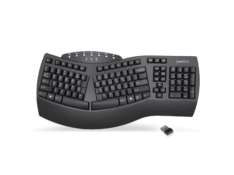 Photo 1 of Perixx PERIBOARD-612 Wireless Ergonomic Split Keyboard with Dual Mode 2.4G and Bluetooth Feature, Compatible with Windows 10 and Mac OS X System, Black
