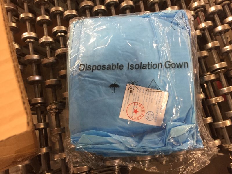 Photo 6 of 100 Pack LEVEL 2 PP + PE Disposable Isolation Gowns Blue with Elastic Cuff, Latex-Free, Non-Woven, Fluid Resistant, Dental, Medical, Hospital, Industries, ONE SIZE FITS ALL (100 PCS=10 Bags)
