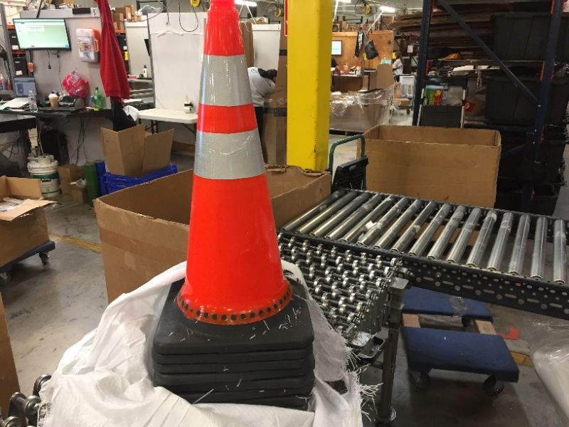 Photo 3 of (8 Pack) Traffic Cones 28 inch Safety Cones with Black Weighted Base | Reflective Collars Construction Cone for Road Parking Traffic Control (8 Cones)
