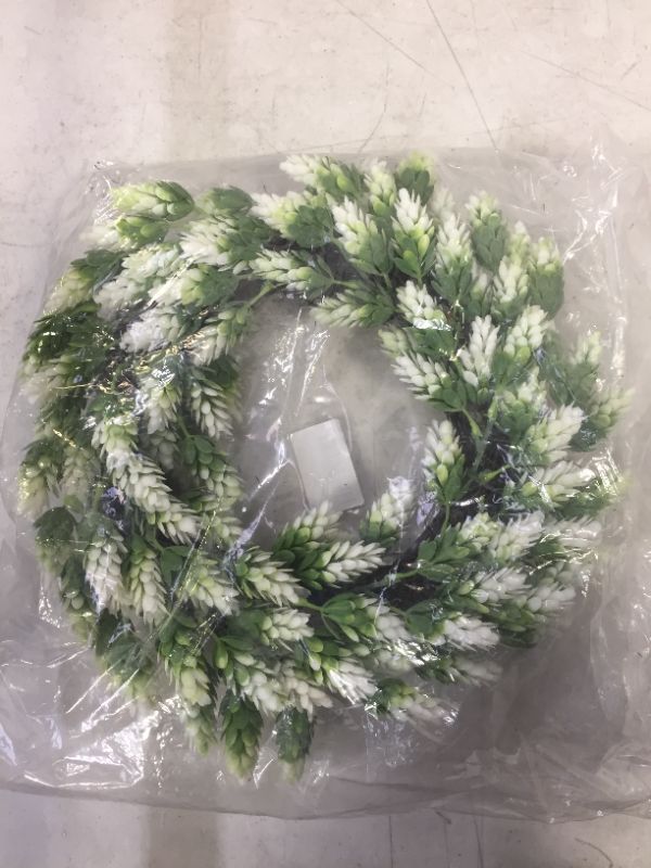 Photo 2 of Artificial Pineapple Grass Wreath 12” Spring Wreath Front Door Wreath Window Wreath Farmhouse Wreath for Decorating Summer Fall Wreath for Front Door Wall Window Party Spring Summer Décor (Green)
