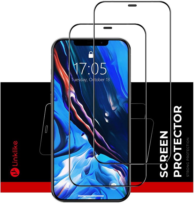 Photo 1 of Linklike 2021 Upgraded [3X Reinforced Anti-Shatter] Compatible for iPhone 12 Pro Screen Protector/ iPhone 12 Screen Protector Tempered Glass [5X Anti-Scratch] Full Coverage [with Guidance Frame] (6.1 inch), 2 Pack -- 2 SETS
