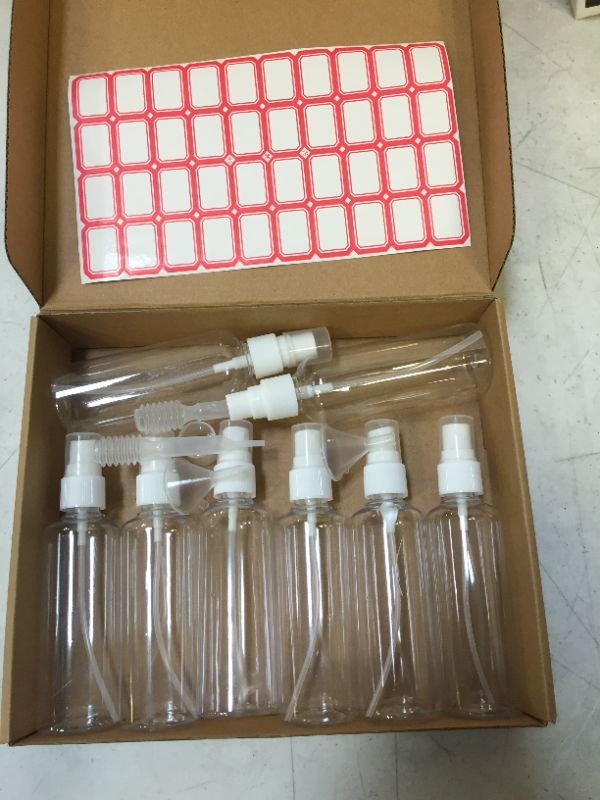 Photo 1 of KAKOO SPRAY BOTTLES 8 PCS 100ML CLEAR EMPTY FINE MIST PLASTIC TRAVEL BOTTLES