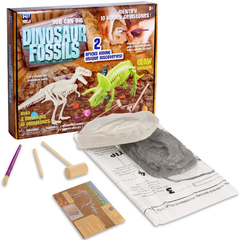 Photo 1 of hi!SCI Dinosaur Fossil Digging Kit for Kids, Dino Gemstone Excavation Kit, Great STEM Science Kit Gift for Paleontology and Archeology Enthusiasts
