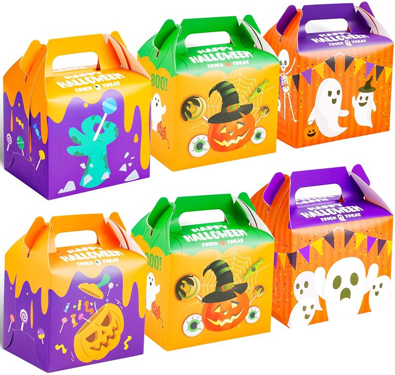 Photo 1 of NiHome 36PCS Halloween Favor Candy Boxes, Cute Paper Pumpkin Skeleton Ghost Zombie Colorful Gift Pack Halloween Treat Paperboard Container for Halloween Party Decorations Kids Birthday Party Supplies
