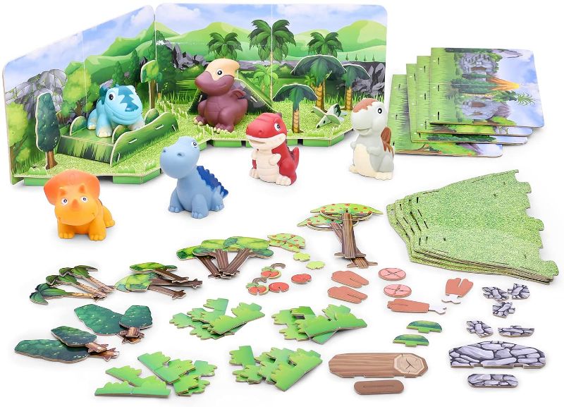 Photo 1 of Fundia Toys for 4 5 6 7 8 Year Old Boys, 6 in 1 Different 3D Scenes Puzzles with 6 Dinosaurs, Dinosaur Toys for Kids 5-7, STEM Construction Building Toys for Kids, Birthday Gifts for Boys and Girls
