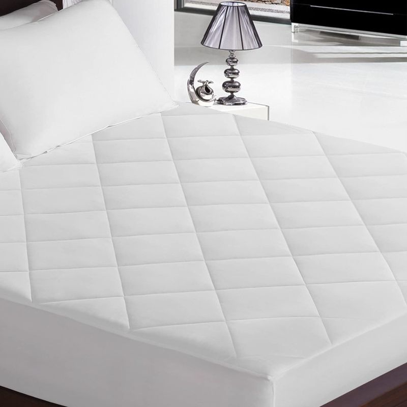 Photo 1 of Basic Beyond Twin Mattress Pad Cooling Quilted Fitted Mattress Topper Stretches up 8-21 Inch Deep Pocket, Breathable Mattress Protector Cover with Down Alternative Filling